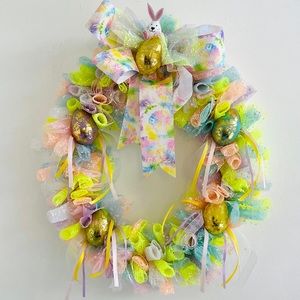 HANDCRAFTED Easter Wreath Easter Bunny Door Wreath Easter Eggs